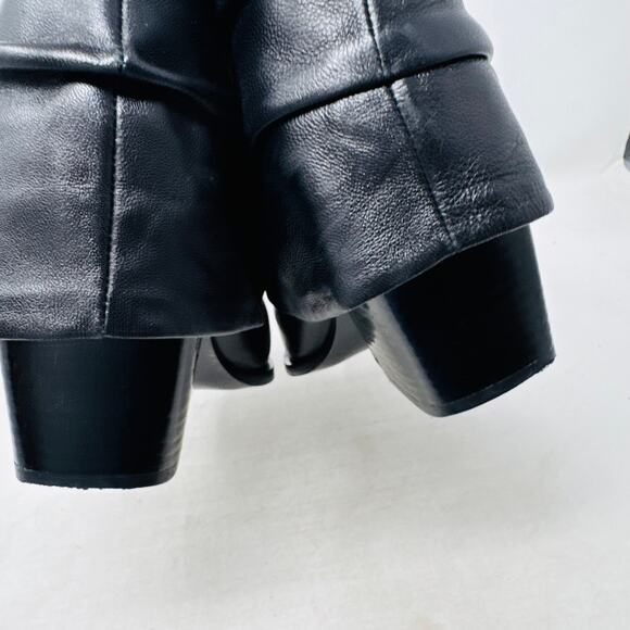 D’Amelio Black Leather Slouch Boots 10M Pointed Toe Minimalist Sleek - Picture 10 of 14